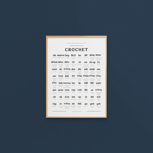 Crochet Abbreviations Chart