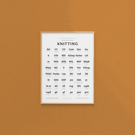 Knitting Abbreviations Chart