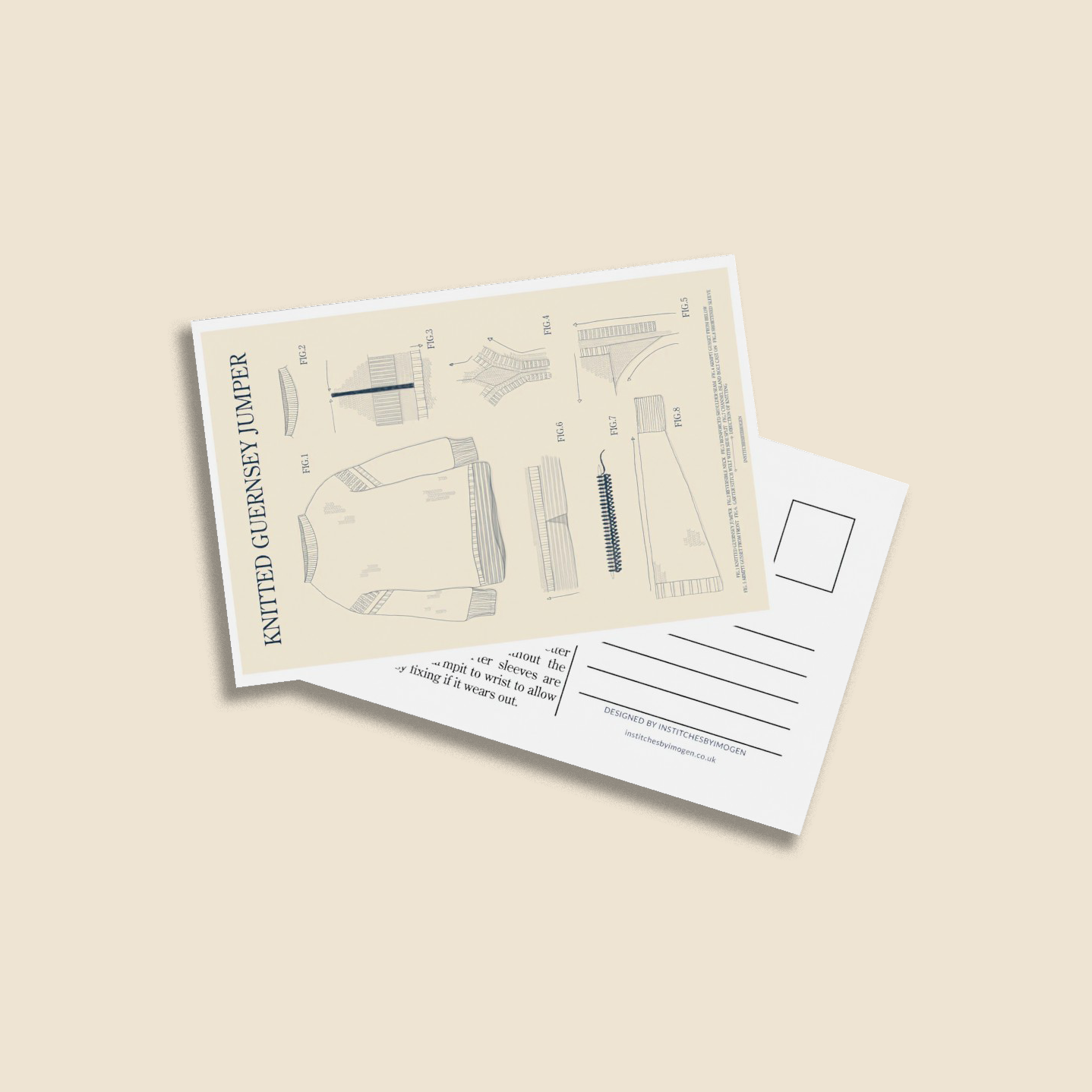 Knitted Guernsey Jumpers Postcard Pack of 2