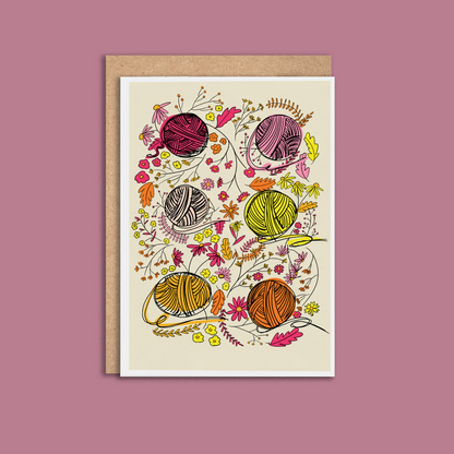 Bright Yarns & Flowers Greeting Card