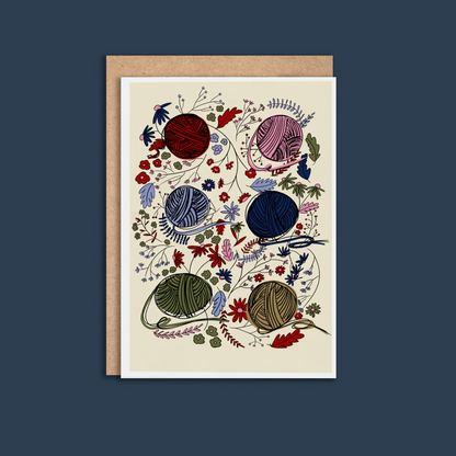 Dark Yarns & Flowers Greeting Card