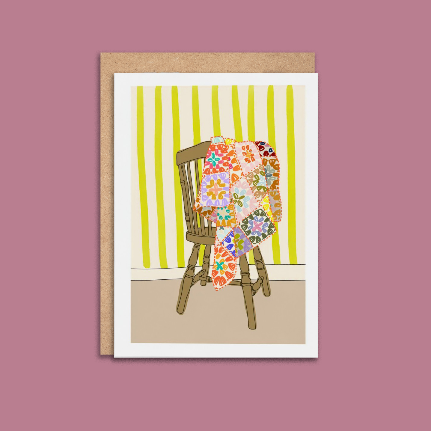 Granny Square Blanket Greeting Card