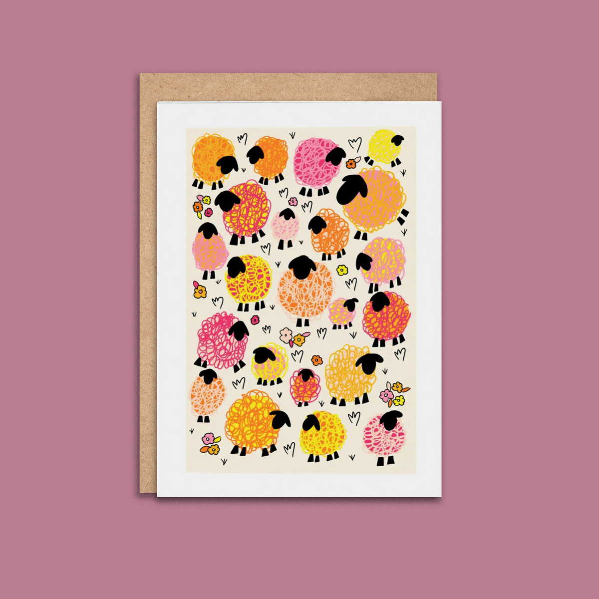 Bright Sheep in Meadow Greeting Card