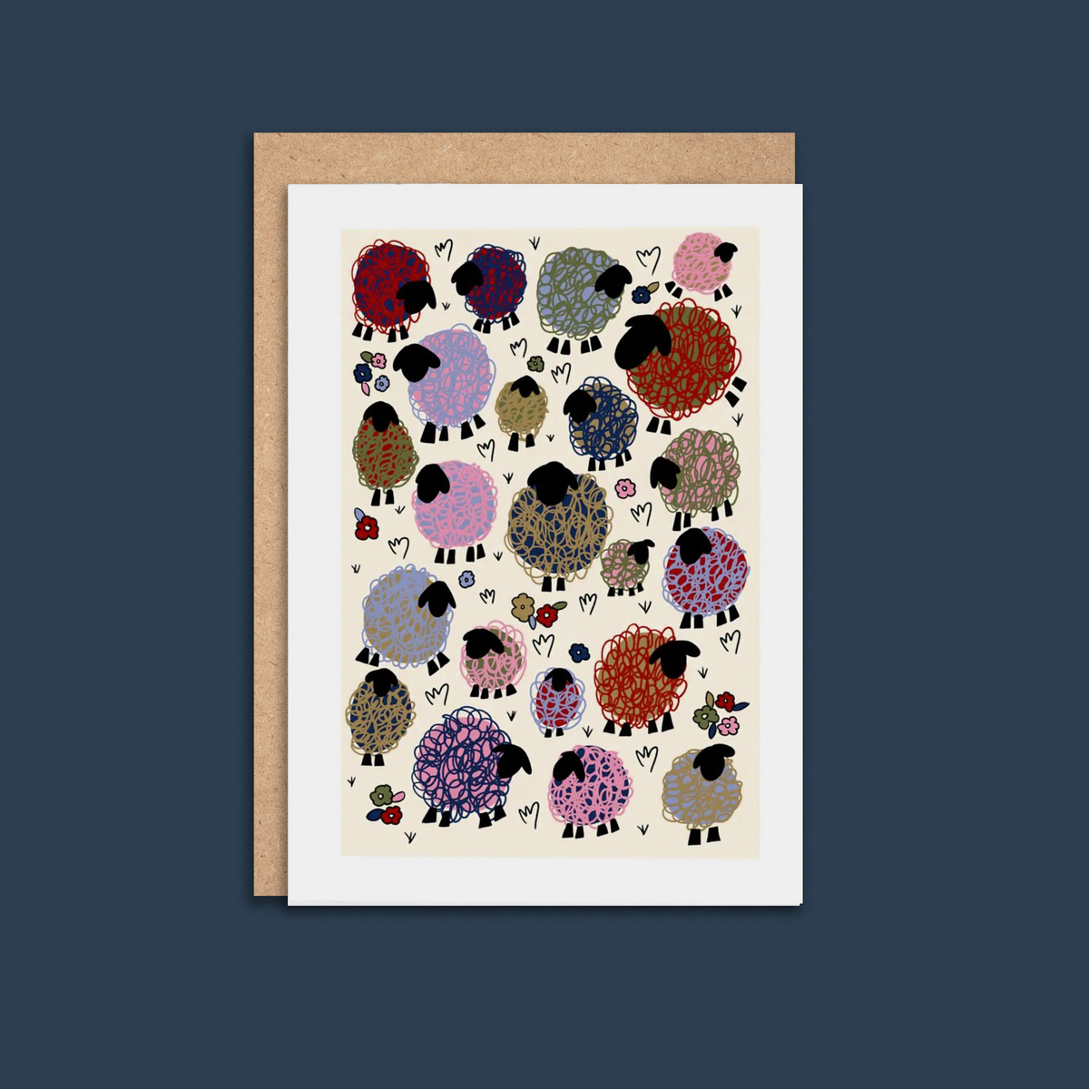 Sheep in Meadow Greetings Card Pack of 5