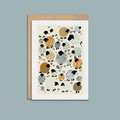 Sheep in Meadow Greetings Card Pack of 5
