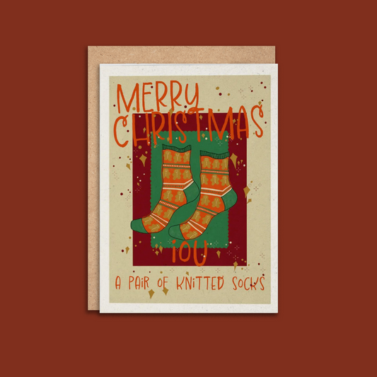 IOU A Pair Of Knitted Socks Christmas Card