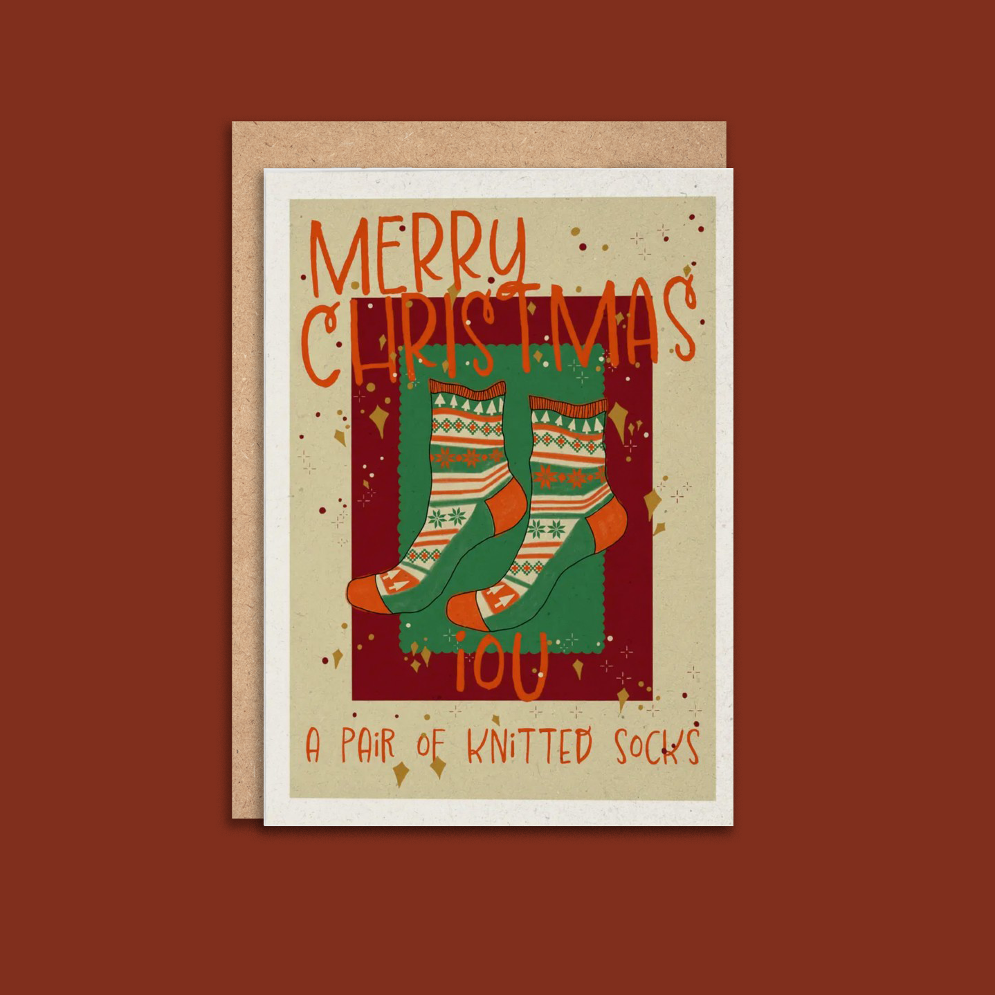 IOU A Pair Of Knitted Socks Christmas Card