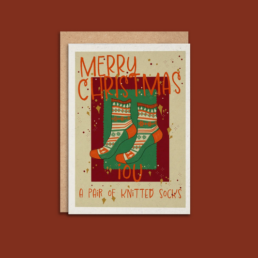 IOU A Pair Of Knitted Socks Christmas Card